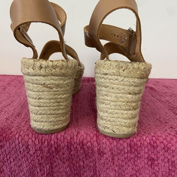 Soludos Minorca Platform Espadrille Sandals Nude Tan Leather Size 8 - Picture 5 of 11
